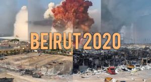 graphic of the damage from a catastrophe with the words Beirut 2020